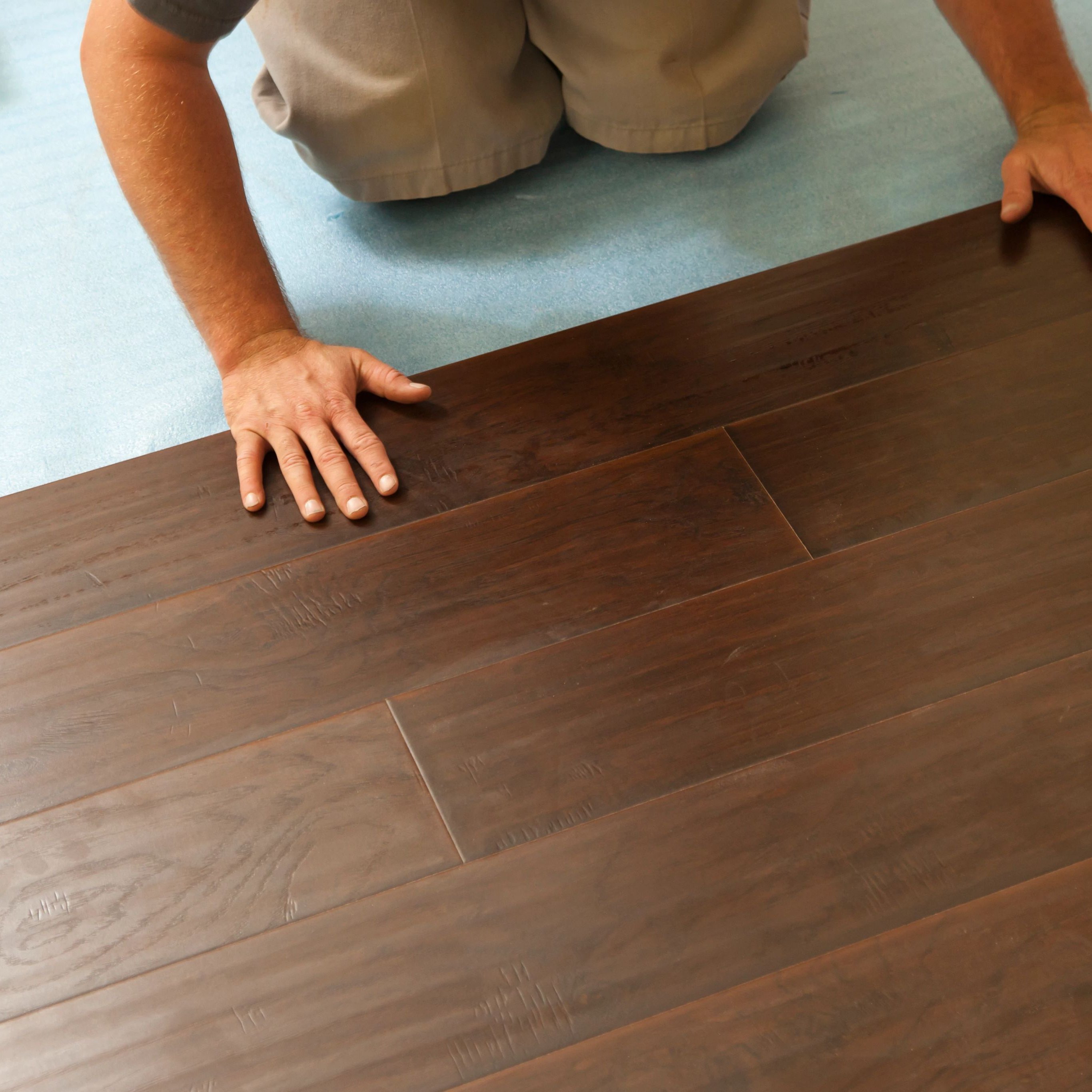 Man installing floor